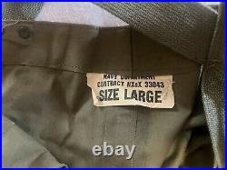 Rare Vtg US Deck Bibs Green Pants Overalls Navy Department Contract NXsx 33043 L