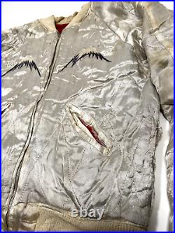 Rare Vtg WWII Red Velvet Reversible Japan Souvenir Sukajan Tiger & Dragon Jacket