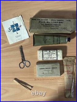 Rare WW2 WWII First Aid Kit Burrowes Ammo Case Red Cross Camouflaged Bandage