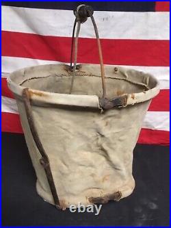 Rare! WWI or WWII military canvas water bucket USA M. D. Only one ive ever seen