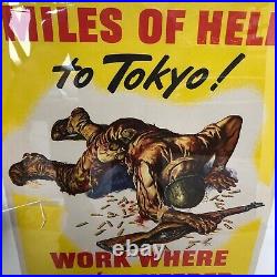 Rare WWII Amos Sewell Miles Of Hell To Tokyo Original War Dept Poster Framed