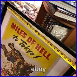 Rare WWII Amos Sewell Miles Of Hell To Tokyo Original War Dept Poster Framed