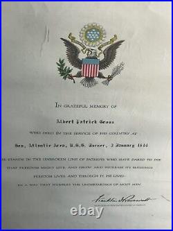 Rare WWII Condolence letter & Dog Tag USS Turner Sailor Killed Onboard 1/3/43