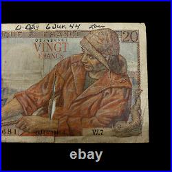 Rare WWII D-Day June 6th 1944 Soldier Signed Normandy Captured Bill with C. O. A