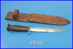Rare WWII DIX Marked Fighting Knife Dagger with Leather Sheath