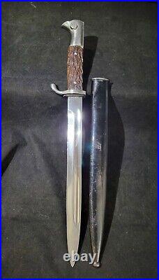 Rare WWII German Dress Bayonet with TRANSITION SYNTHETIC STAG Handles & Sheath @13