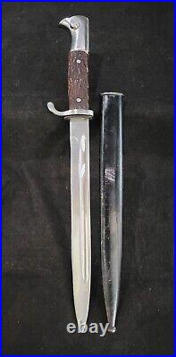 Rare WWII German Dress Bayonet with TRANSITION SYNTHETIC STAG Handles & Sheath @13