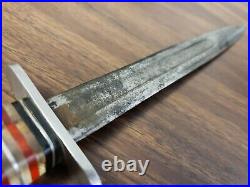 Rare WWII Trench Theater Fighting Knife withLeather Sheath made from a bayonet