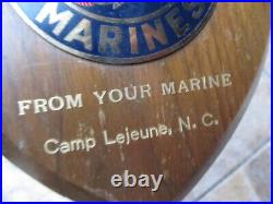 Rare WWII U. S. Marine's CAMP LEJEUNE, N. C. Sweetheart Trench Art Plaque