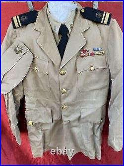 Rare WWII USPHS Medical LtJG Officer Khaki Service Uniform Shirt Hat Navy