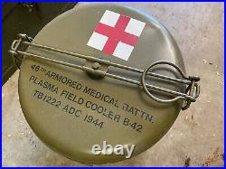 Rare WWII WW2 U. S. Army M-1941 M1941 Round Mermite Blood Bank Can Dated 1944