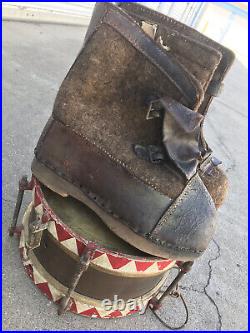 Rare WWII military German artic wood boots horse hair cold weather shoes Europe