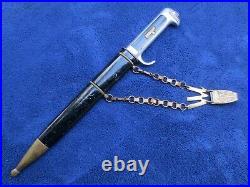 Rare Ww2 Original Italian Mvsn Fascist Dagger Scabbard And Chain Hanger