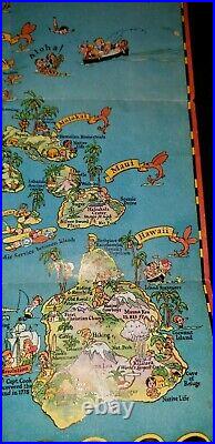 Rare Ww2 USA Hawaii Map With Letter On The Back And Hawaiians Phrase