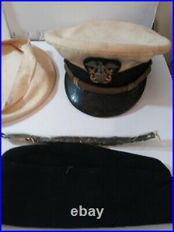 Rare! Ww2, Us Navy, 2 Officers Hats, 7 Hat Covers, Hat Band & Original Box