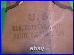 Rare Wwii U. S. Military 20 Man Cooking Utensil Canvas Bag Dated 1944
