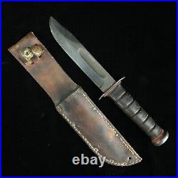 Rare early WWII USMC Pal red spacer kabar mk2 fighting knife W Sheath Parkerized