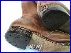 Rare vintage 1930s/40s WW2 brown leather knee high lace up military boots 7/8M