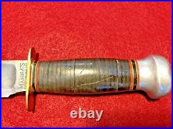 Rare ww2 era Marbles Gladstone Mi. Fighting knife with maker stamp on tooled