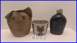 Rarevintage Us Army Wwii 1942 Us S. M Coblack Enamel Canteen With Cover And Cup