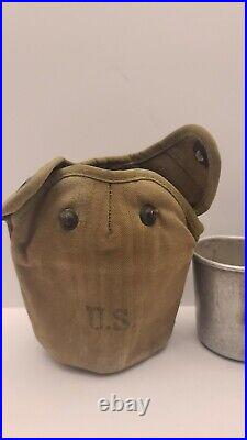 Rarevintage Us Army Wwii 1942 Us S. M Coblack Enamel Canteen With Cover And Cup