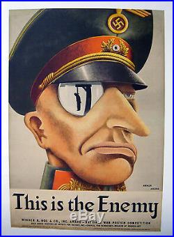 THIS IS THE ENEMY Ultra Rare & Fabulous WWII Poster Winner of MOMA Prize 1942