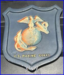 U. S. Marine Corps WWII WALL PLAQUE CHALKWARE RARE WDR ORIGINAL 1943