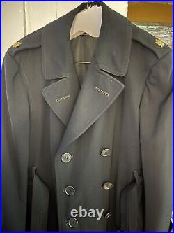 U. S. Navy Lt. Commander Long Coat. Rare Zippered Lining Cravenette