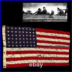 ULTRA RARE WWII No. 11 LCI Small Landing Craft Salty Theater 48 Star Ensign Flag