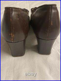 US WWII USMCWR BAM Women Bow Leather Pump Shoes Size 9 1/2 RARE