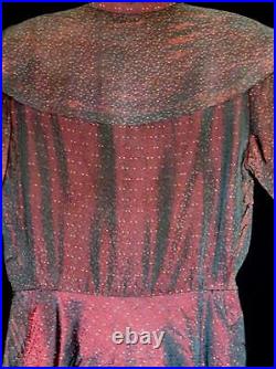 Unusual Rare Vintage French Wwii Era 1940's Designer Silk Brocade Dress Size 4