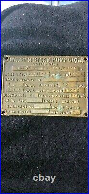 Us navy WWII world war 2 original history pump plaque for war ships 1943 rare
