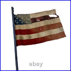 VERY RARE WWII 1944 American Bourges France Allied Liberation Flag Hand Sewn