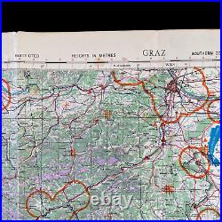 VERY RARE! WWII 1945 Vienna B-17 Bombing Raid Mission Navigational FLAK Map