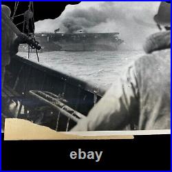 VERY RARE! WWII USS Princeton Battle of Leyte Gulf TYPE 1 Navy Combat Photograph