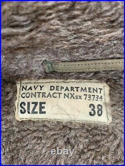 VTG 1940s WW2 USN U. S. Navy N-1 U. S. S CHUB (SS-329)Deck Jacket Size 38 Rare Nice