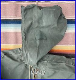 VTG US NAVY Military naval hooded pullover rain deck jacket XL WW2 rare