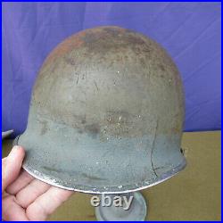 Very Rare 100% Orig Ww2 D Day Normandy Usn Navy Painted Grey Band M1 Helmet Name