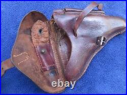 Very Rare Original Ww2 Finnish Remake Luger Holster And Stock With Key And Rod