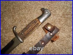 Very Rare WW1 WW2 German Trench Knife, Stag Grips, w Sheath- EICKHORN