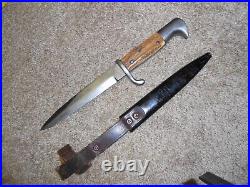 Very Rare WW1 WW2 German Trench Knife, Stag Grips, w Sheath- EICKHORN