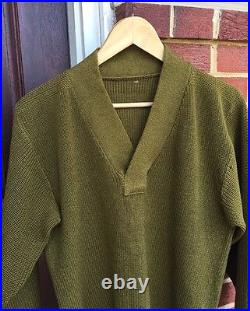 Vintage 1940's WWII US Army Military V Neck Heavy Wool Uniform Sweater. Rare