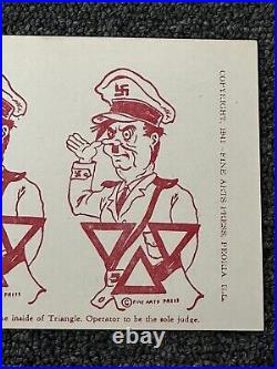 Vintage 1941 WW2 Carnival Gun Target ANTI AXIS Hitler cartoon RARE unused wwii