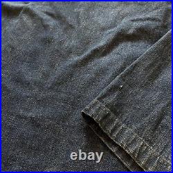 Vintage 40s WWII Shawl Collar Denim Navy Deck Jacket Dark Blue Rare USN
