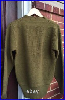 Vintage 40s WWII US Army Military V Neck Heavy Wool Uniform Sweater. Rare
