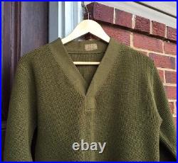 Vintage 40s WWII US Army Military V Neck Heavy Wool Uniform Sweater. Rare