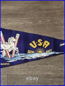 Vintage Rare WW2 WWII US Army Navy In The Pacific Pennant