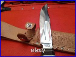Vintage Rare old Edge Brand Solingen Bowie Knife Stag Bone hunting withcase WWII