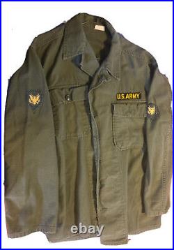 Vintage US Army OD Green Cotton Utility Shirt Jacket Military size M RARE Find