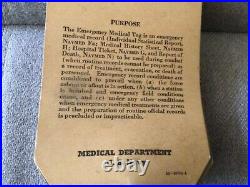 Vintage WWII Emergency Medical Tag Booklet US Navy 1944-RARE